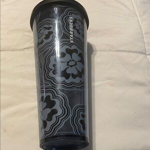 Starbucks Black and Gray Floral Tumbler